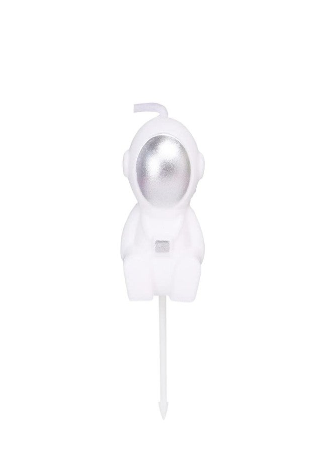 Aprildecember Astronaut Shaped Birthday Candle, Outer Space Themed Birthday Candles, Spaceman Candle Cake Decoration (Silver) - Image 1